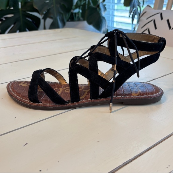 Sam Edelman Gemma Gladiator Leather Lace Up Suede Sandal Women's Size 8 Black - Picture 12 of 12